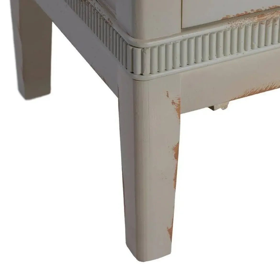 Cómoda de Dormitorio Estructura en Madera Natural y Crema Envejecido 4 Cajones 615204