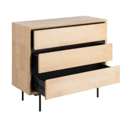 Cómoda de Dormitorio Madera y Metal Natural-Negro 615682