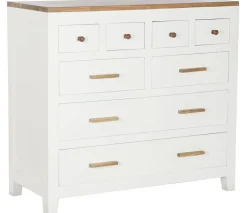Cómoda de Madera Blanca con 8 Cajones en Mango y Acacia MB-207442