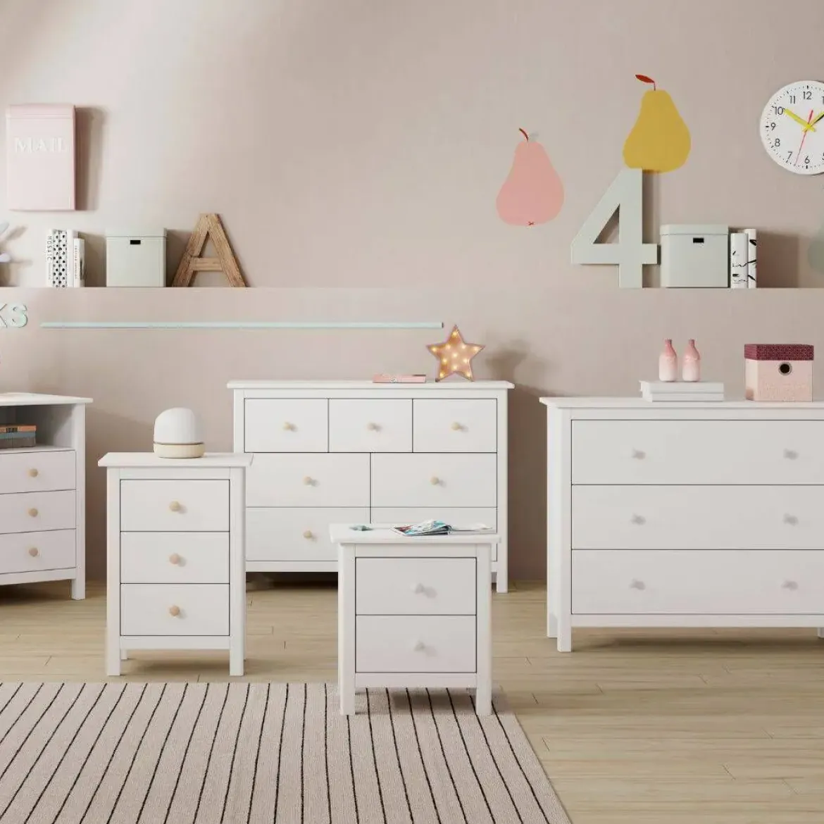 Cómoda de Madera Color Blanco con 3 Cajones MAX