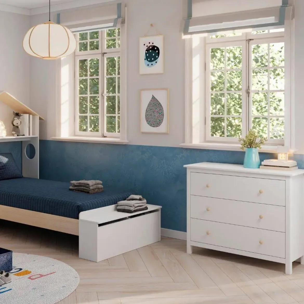 Cómoda de Madera Color Blanco con 3 Cajones MAX