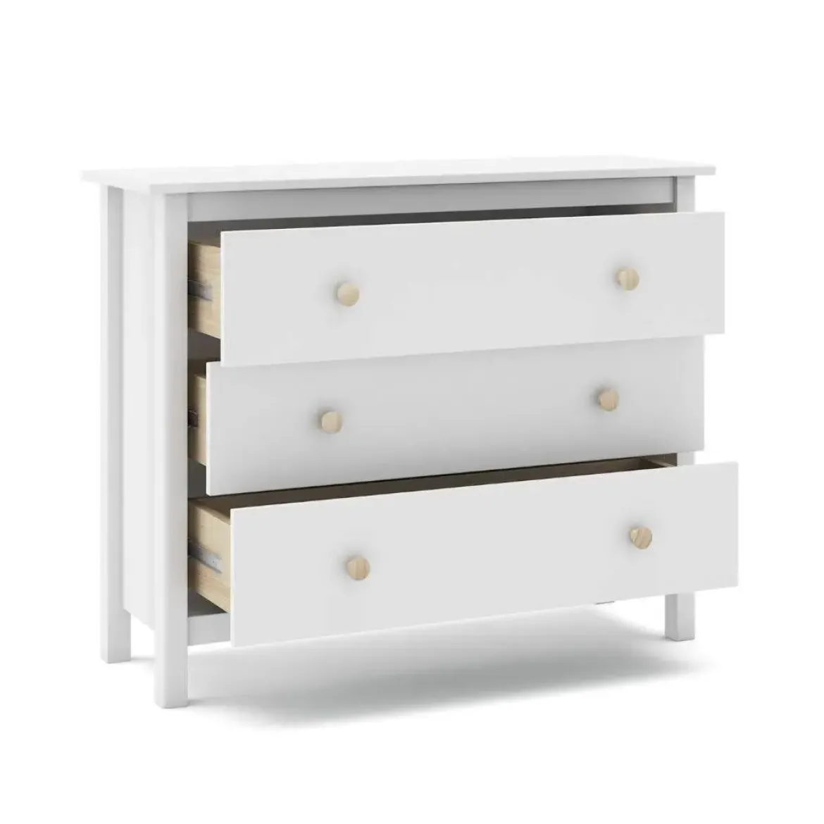 Cómoda de Madera Color Blanco con 3 Cajones MAX
