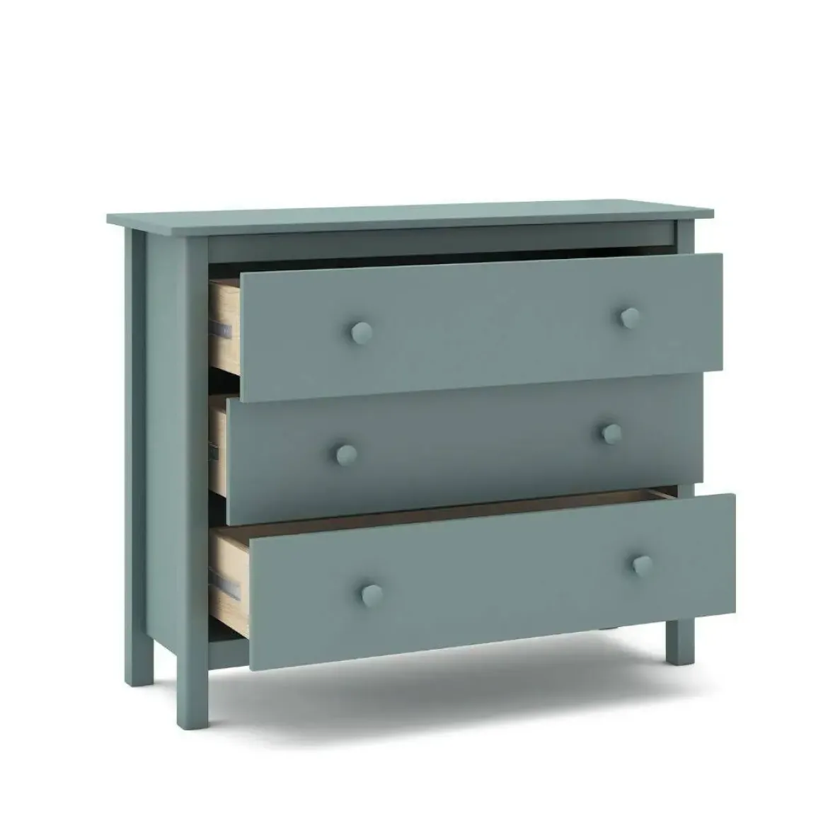 Cómoda de Madera Color Verde Petróleo con 3 Cajones MAX