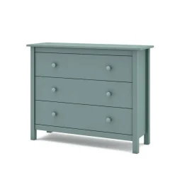 Cómoda de Madera Color Verde Petróleo con 3 Cajones MAX
