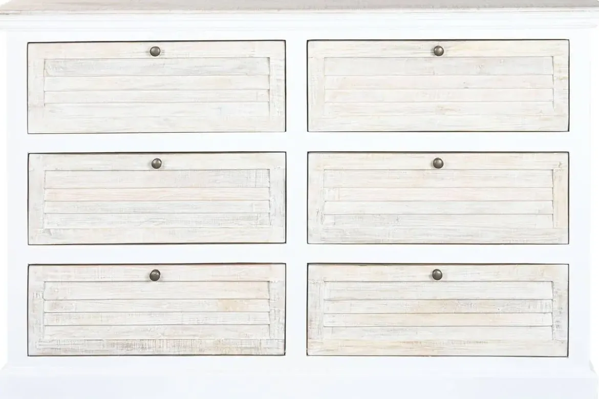 Cómoda de Madera de Mango Blanca con 6 Cajones MB-219427