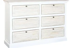Cómoda de Madera de Mango Blanca con 6 Cajones MB-219427