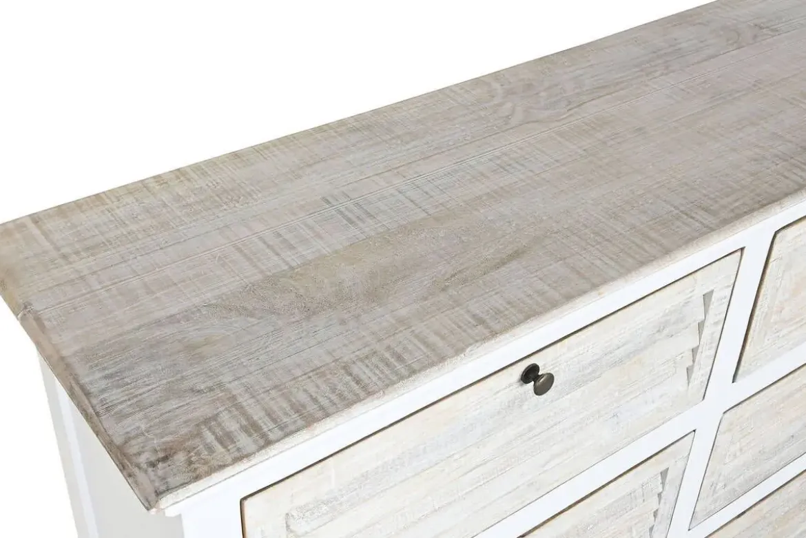Cómoda de Madera de Mango Blanca con 6 Cajones MB-219427
