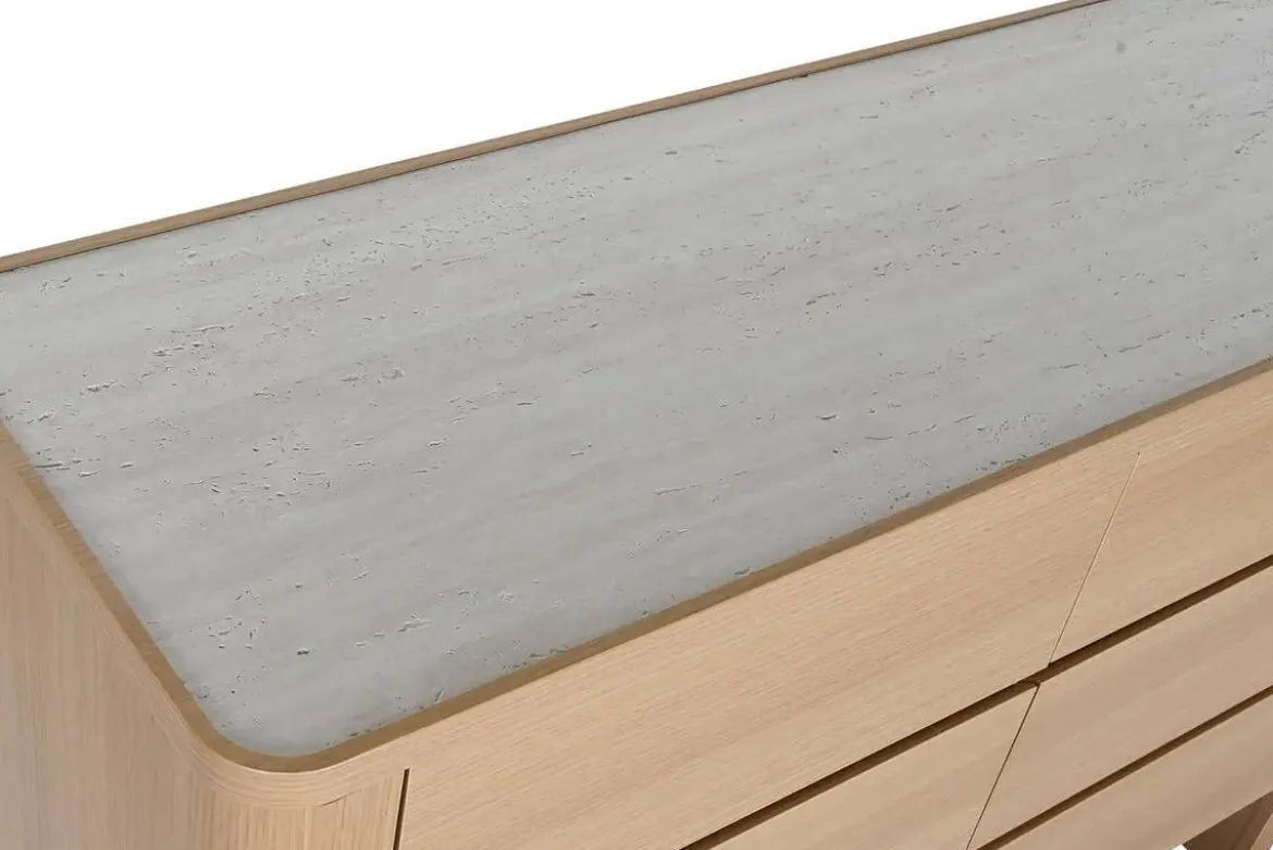 Cómoda de Mármol Travertino Gris Claro con 6 Cajones MB-217309