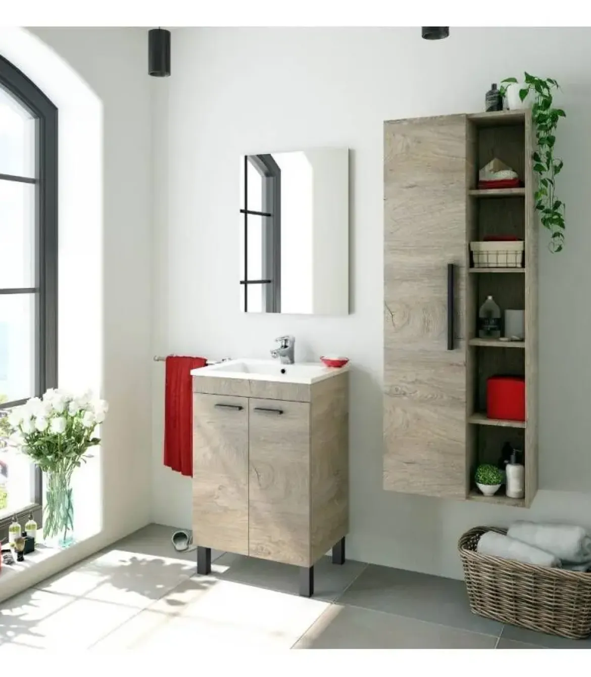 Columna de Baño en Roble Alaska con Puerta ATENEA 305471C