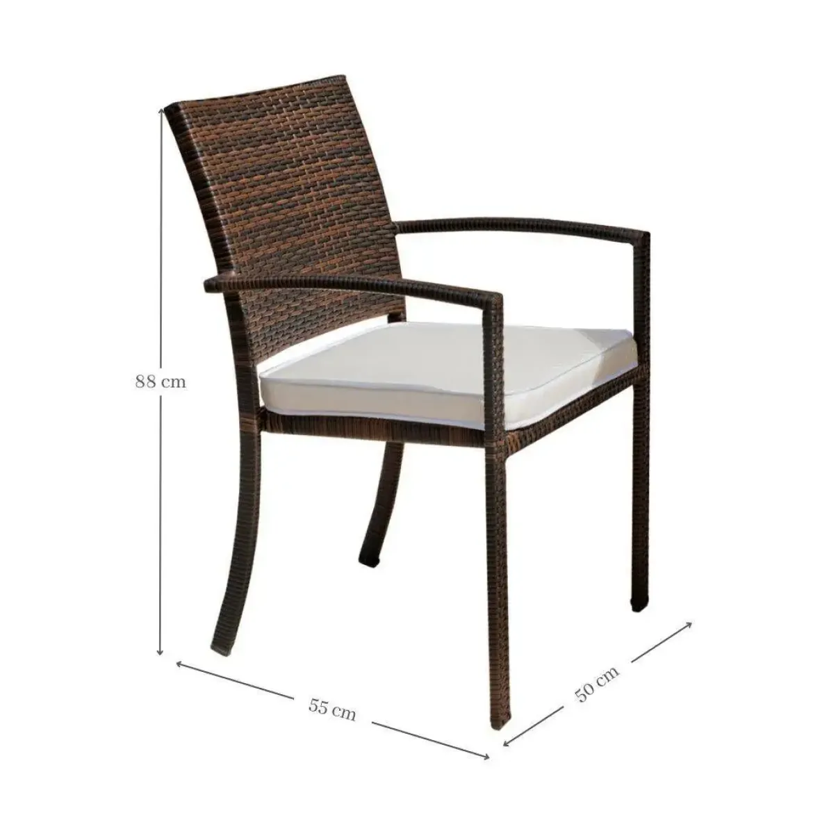 Comedor de Jardín con Mesa de Cristal Marrón 150 cm BAHÍA