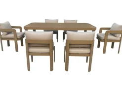 Comedor de Jardín de Aluminio con 6 Sillas Marrón Simil Madera MB-224606