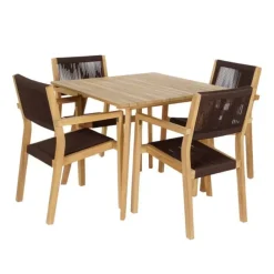 Comedor de Jardín de Madera de Teca con Mesa Cuadrada MB-204125