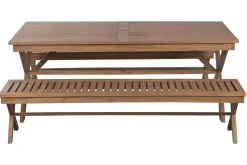 Comedor de Jardín de Teca con Mesa y Bancos MB-224650