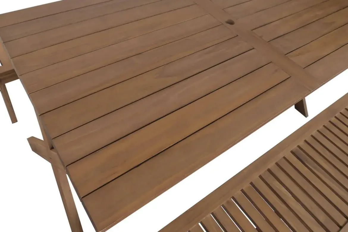 Comedor de Jardín de Teca con Mesa y Bancos MB-224650