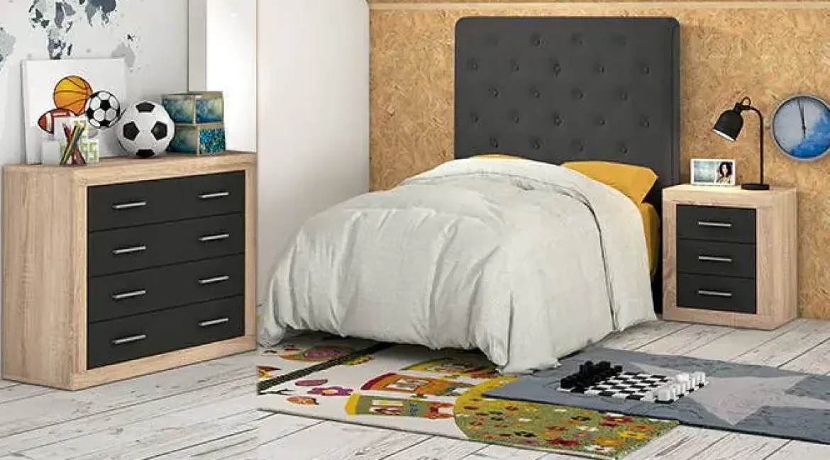 Composición de Dormitorio Juvenil con Cabecero Tapizado LARA Ambiente 13 WEBLARAJU13