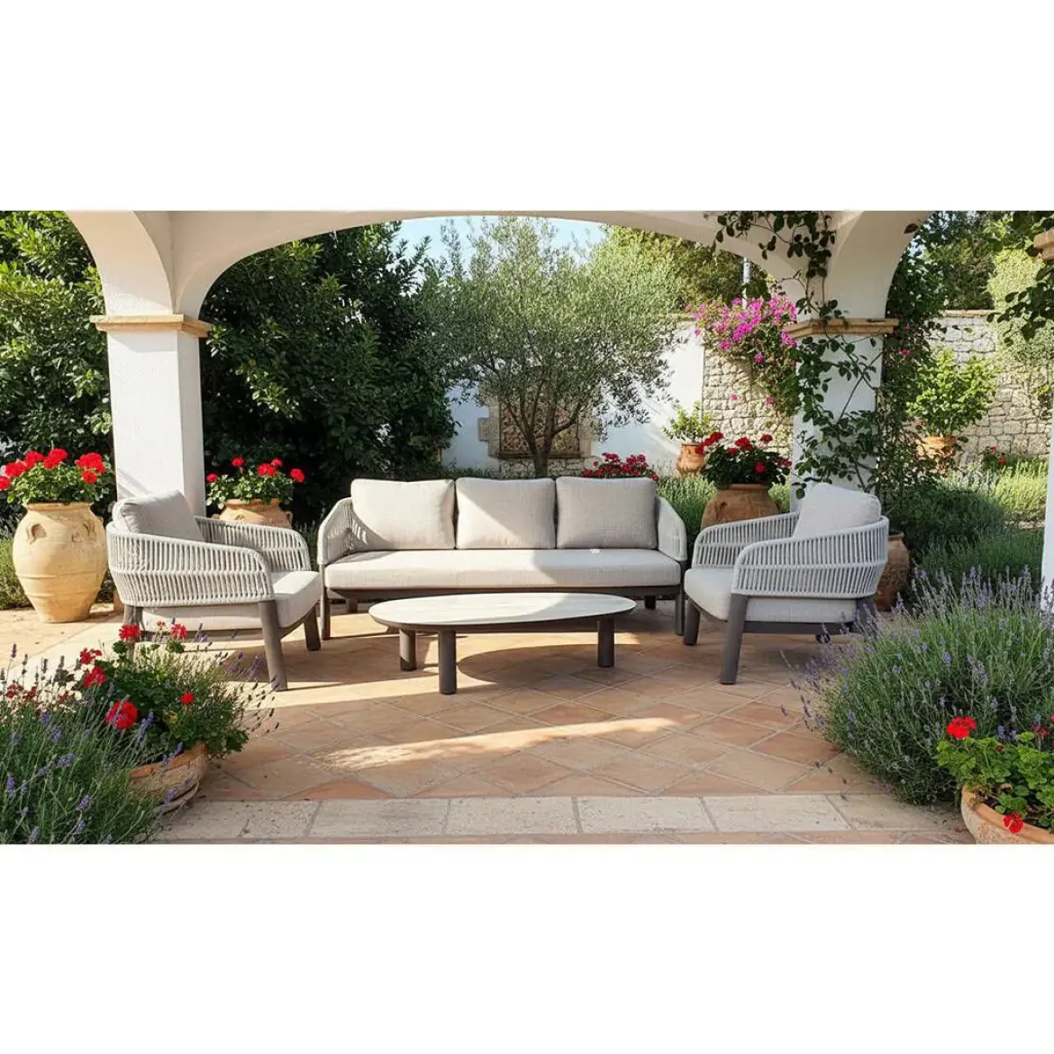 Composición de Jardín Aluminio Taupe con Cuerda Beige CARPIO