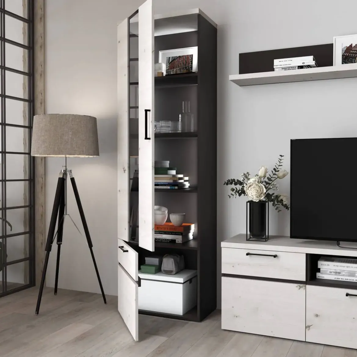 Composición de Salón 280 cm Acabado en Ébano y Albian OTTO 108