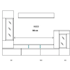 Composición de Salón 330 cm Acabado en Nuez y Ébano NEO.4 311