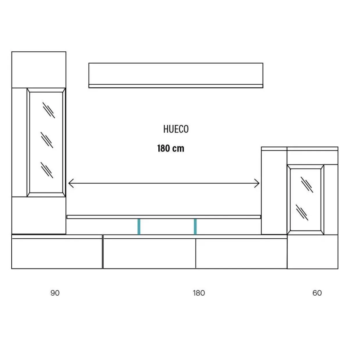Composición de Salón 330 cm Acabado en Nuez y Ébano NEO.4 311