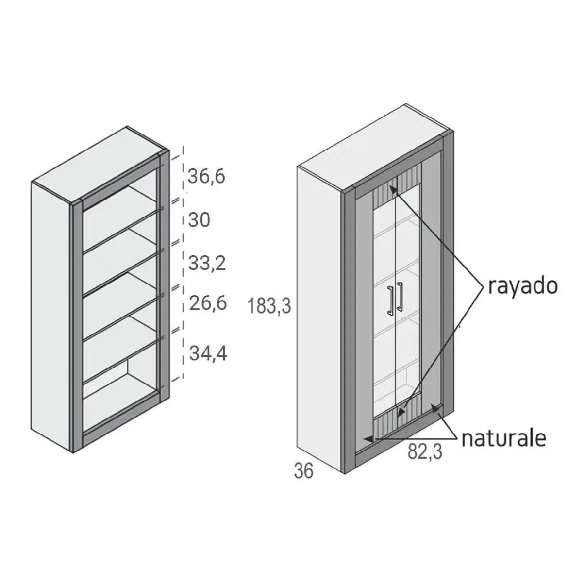 Composición de Salón de 318 cm Blanco / Naturale / Rayado GNESIS LINE