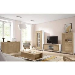Composición de Salón de 318 cm Blanco / Naturale / Rayado GNESIS LINE