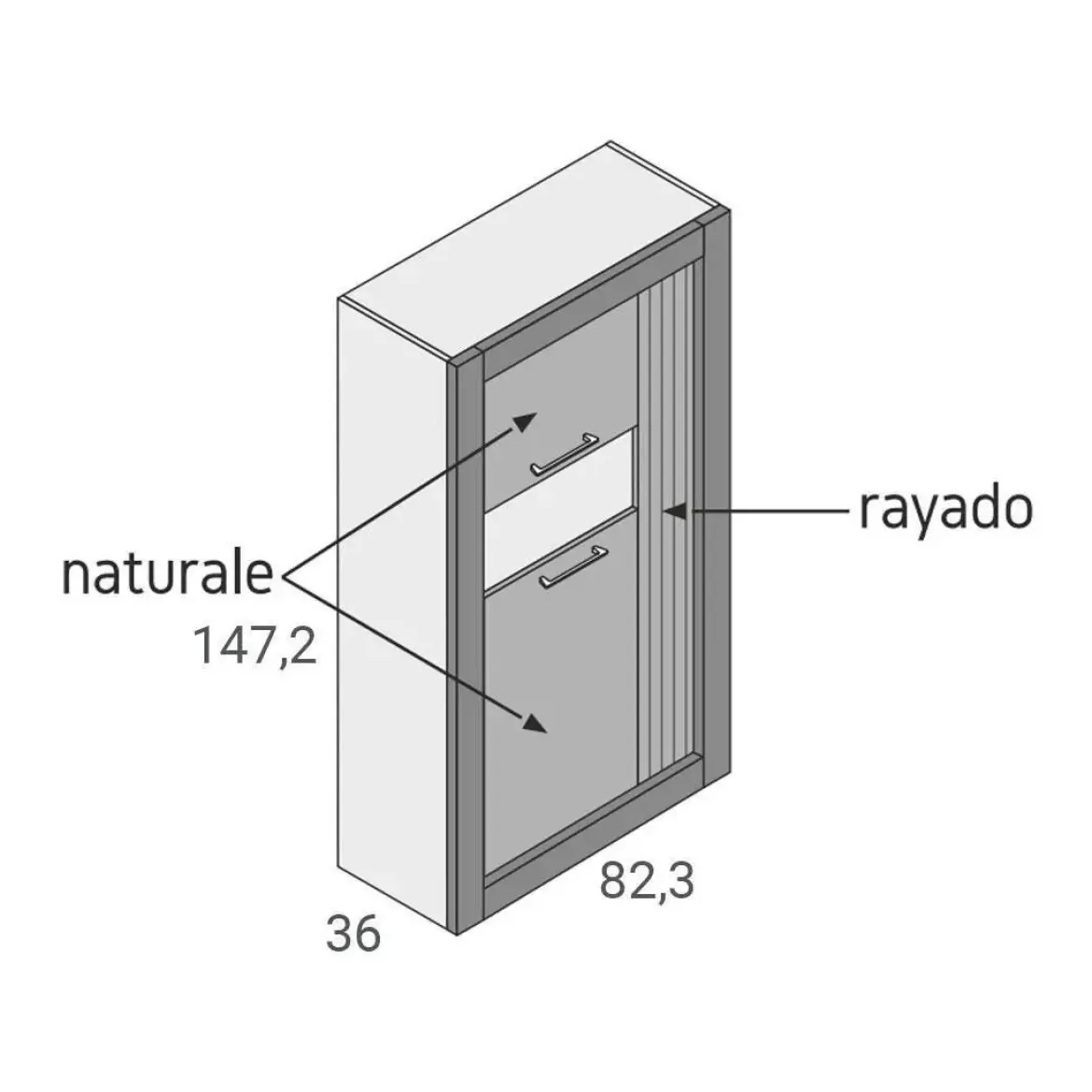 Composición de Salón de 318 cm Blanco / Naturale / Rayado GNESIS LINE