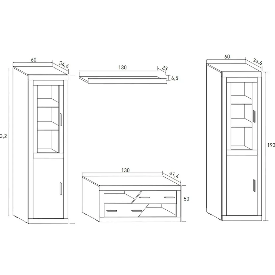 Composición de salón LARA nº5 250cm Cambrian-grafito