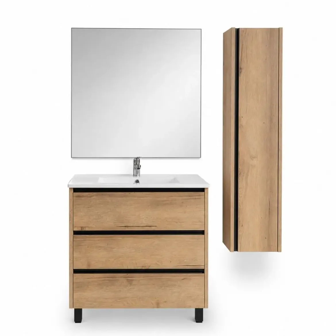 Conjunto de Baño 80 cm con Columna Color Medieval Medio FAMILY TECH