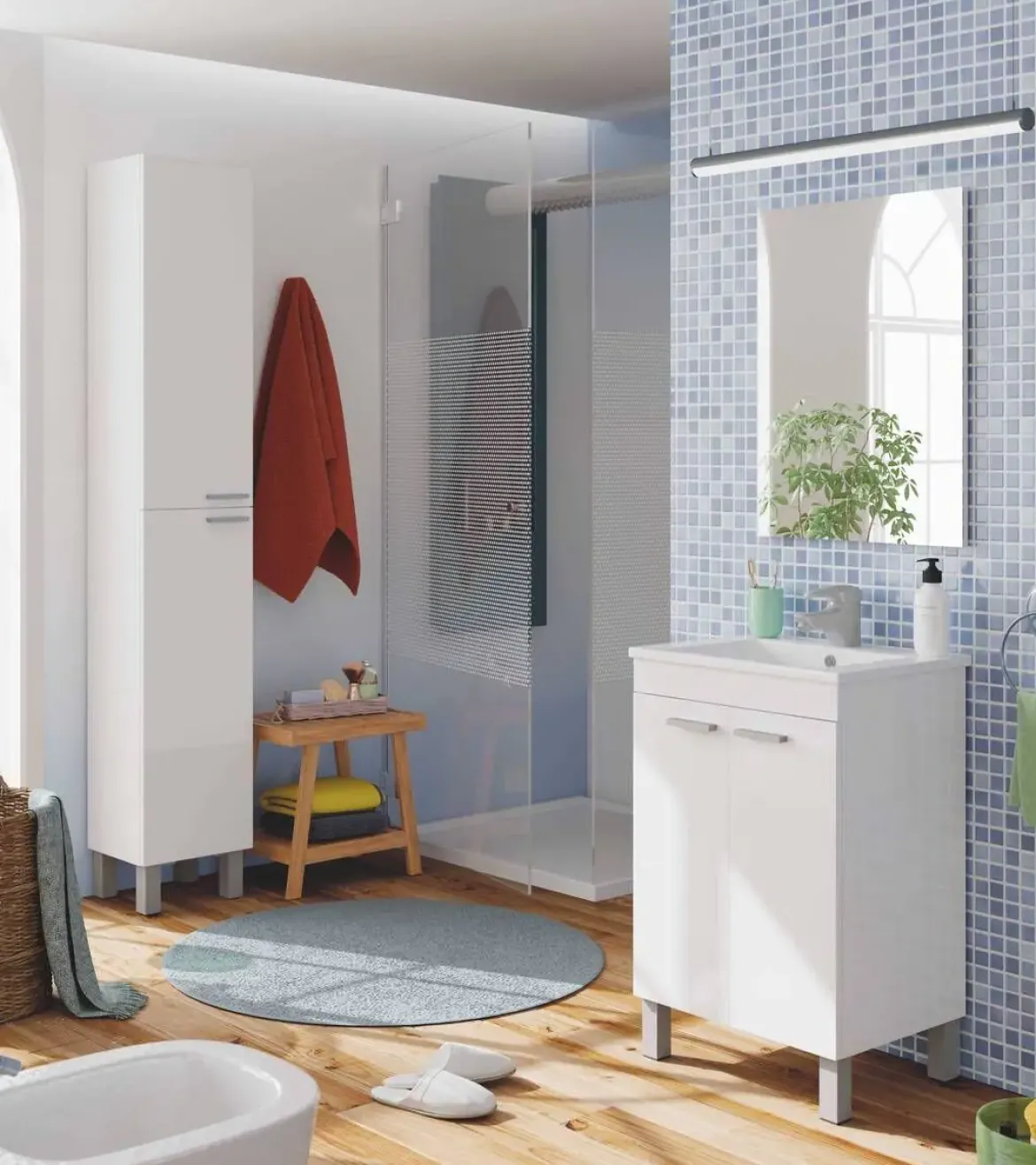 Conjunto de Baño 50 cm con 2 Puertas Blanco Brillo KONCEPT 305210BO