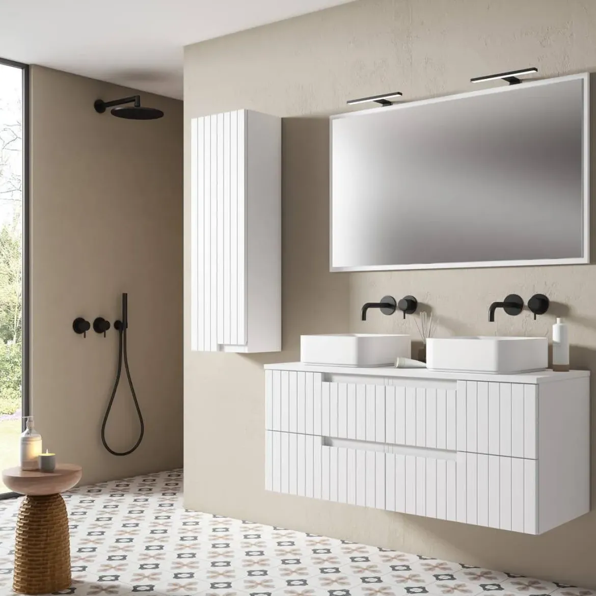 Conjunto de Baño en Blanco Mate con Lavabo CLAIR