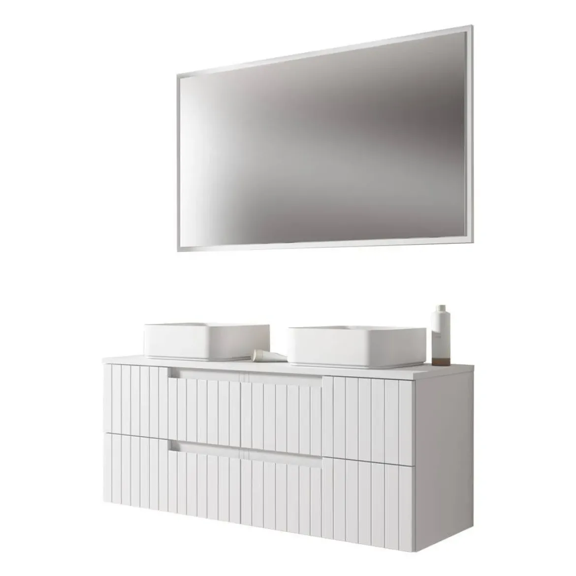 Conjunto de Baño en Blanco Mate con Lavabo CLAIR