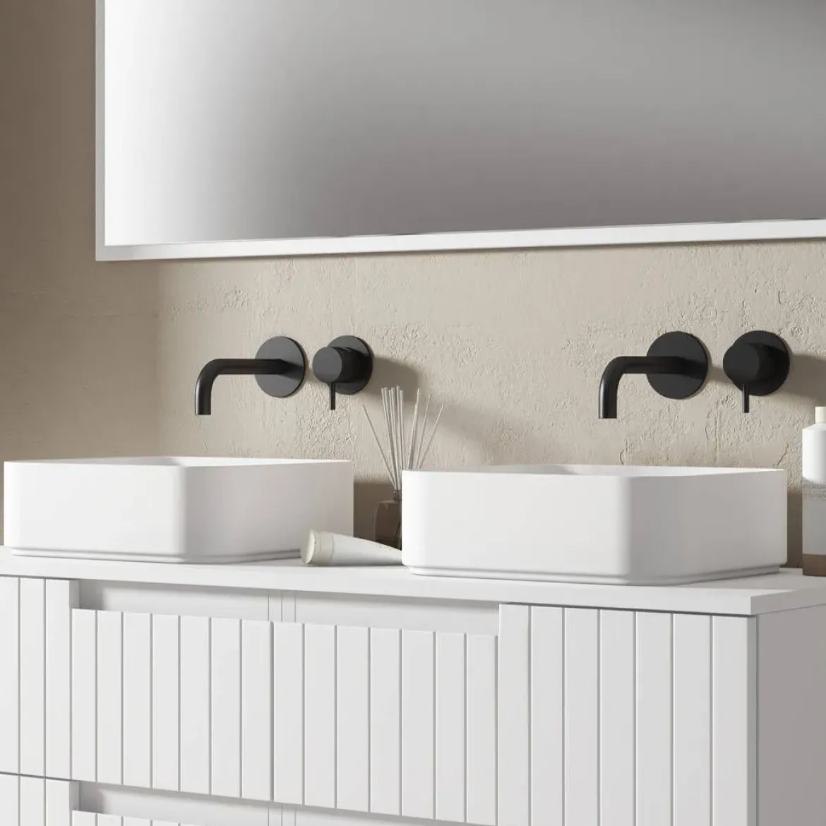 Conjunto de Baño en Blanco Mate con Lavabo CLAIR