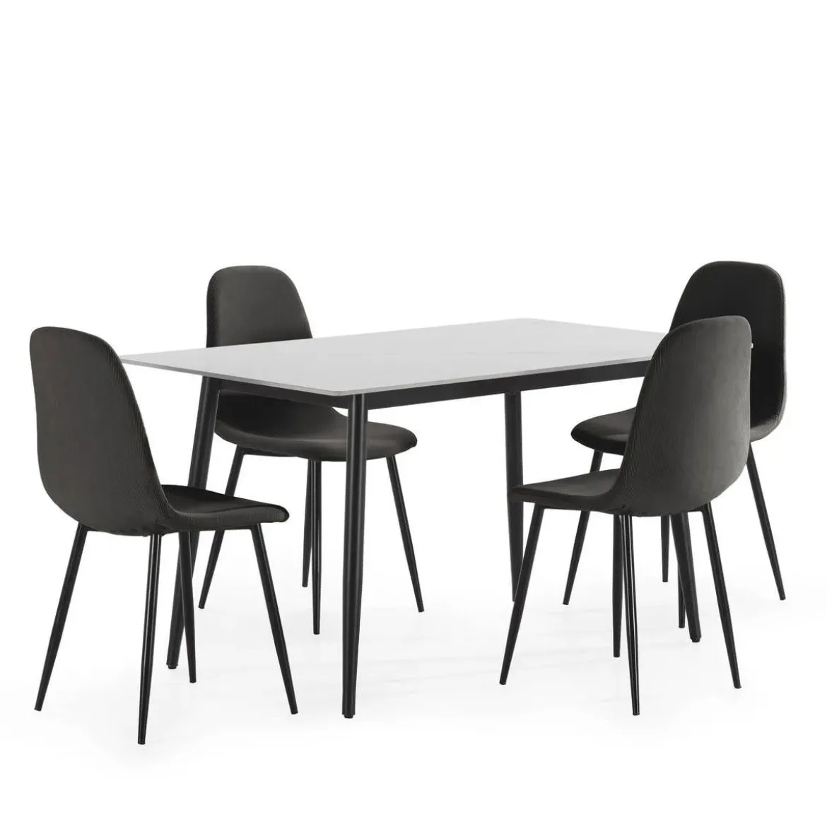 Conjunto de Comedor con Mesa de Cerámica y 4 Sillas Tapizadas FIORDO