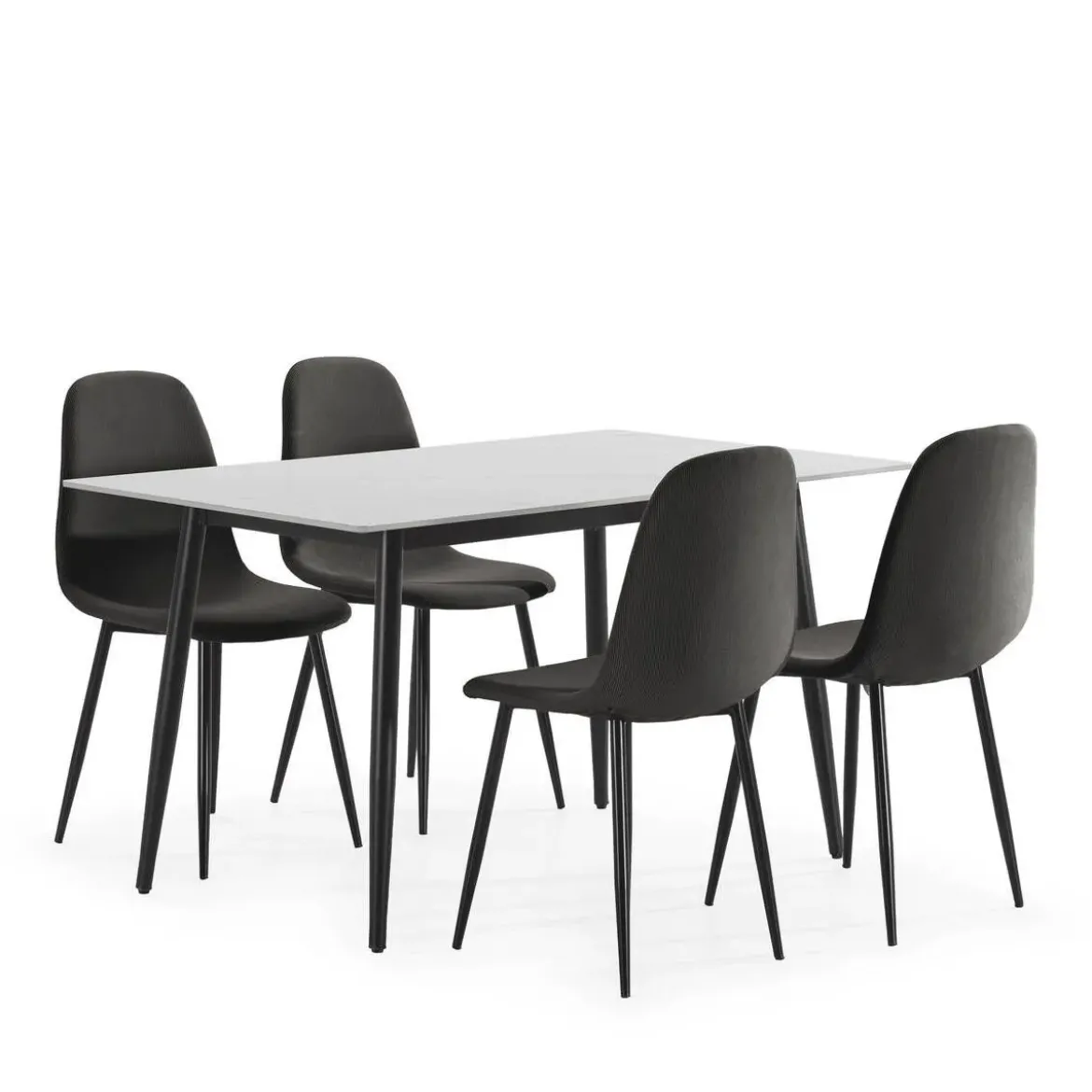 Conjunto de Comedor con Mesa de Cerámica y 4 Sillas Tapizadas FIORDO