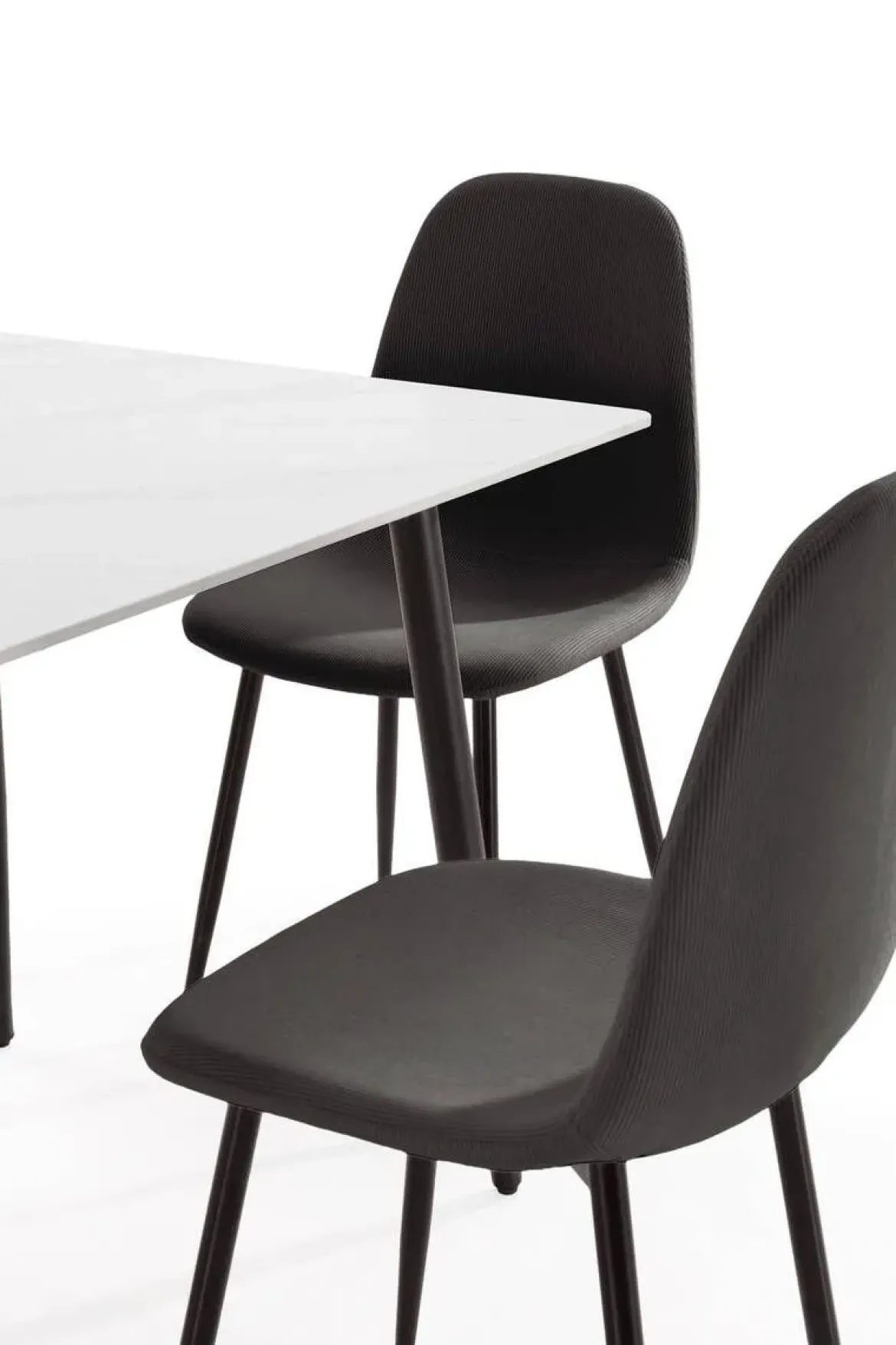 Conjunto de Comedor con Mesa de Cerámica y 4 Sillas Tapizadas FIORDO
