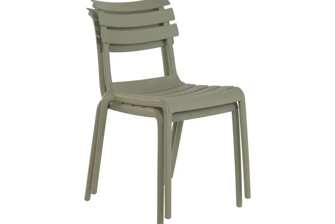 Conjunto de Comedor Exterior 4 Sillas Apilables Verde Menta MB-224152