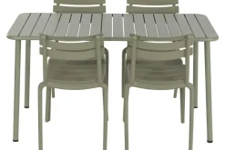 Conjunto de Comedor Exterior 4 Sillas Apilables Verde Menta MB-224152