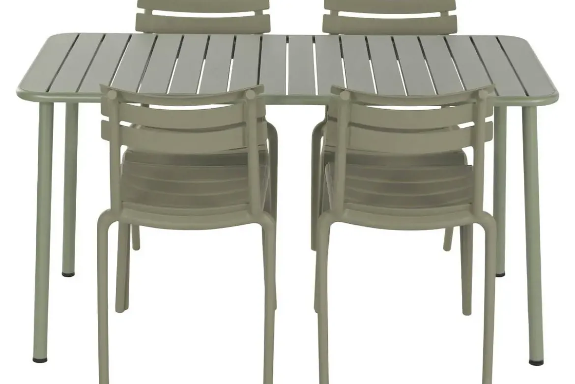 Conjunto de Comedor Exterior 4 Sillas Apilables Verde Menta MB-224152