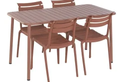 Conjunto de Comedor Exterior 4 Sillas Apilables Terracota MB-224153