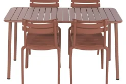 Conjunto de Comedor Exterior 4 Sillas Apilables Terracota MB-224153