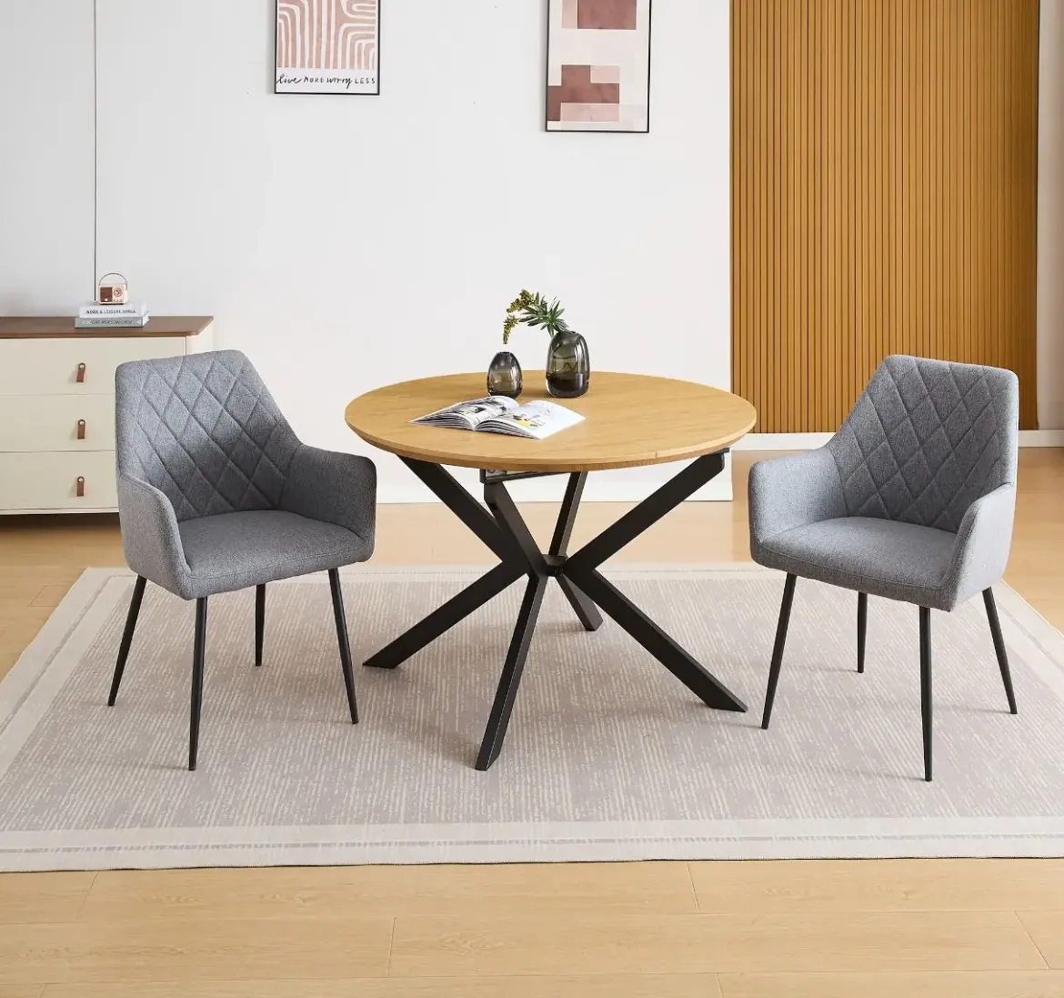 Conjunto de Comedor Mesa Extensible y 2 Sillas WINSOR DEVON