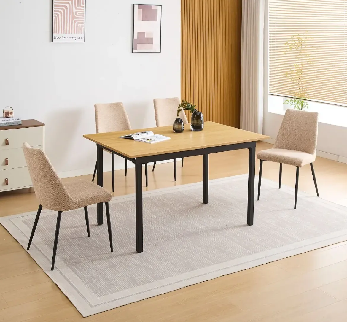 Conjunto de Comedor Mesa Extensible y 4 Sillas CAMDEN MORGAN