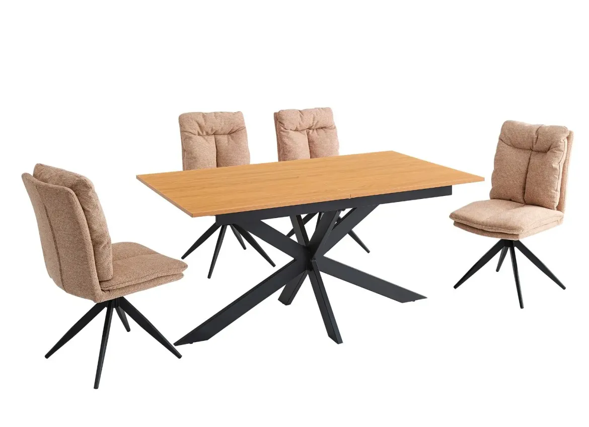 Conjunto de Comedor Mesa Extensible y 4 Sillas KELLER SHELTON