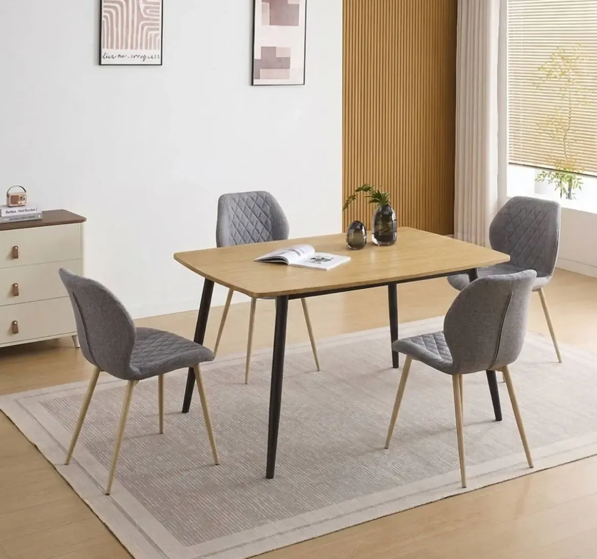 Conjunto de Comedor Mesa Fija y 4 Sillas HUDSON SELMA