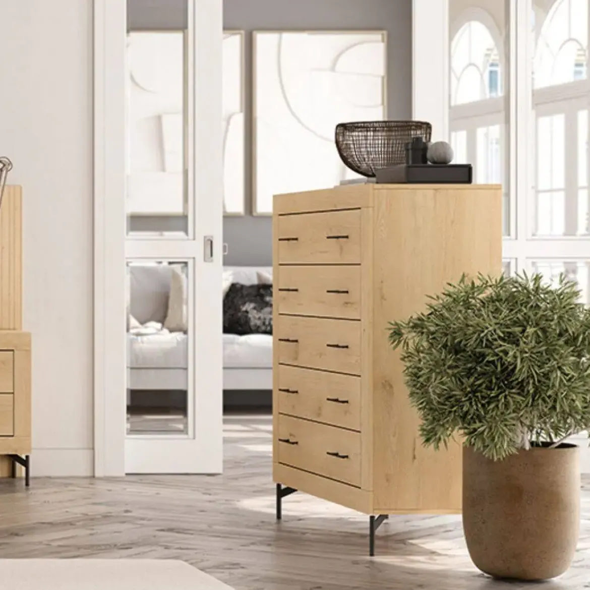 Conjunto de Dormitorio JORDAN EVO de melamina en roble Nº 6