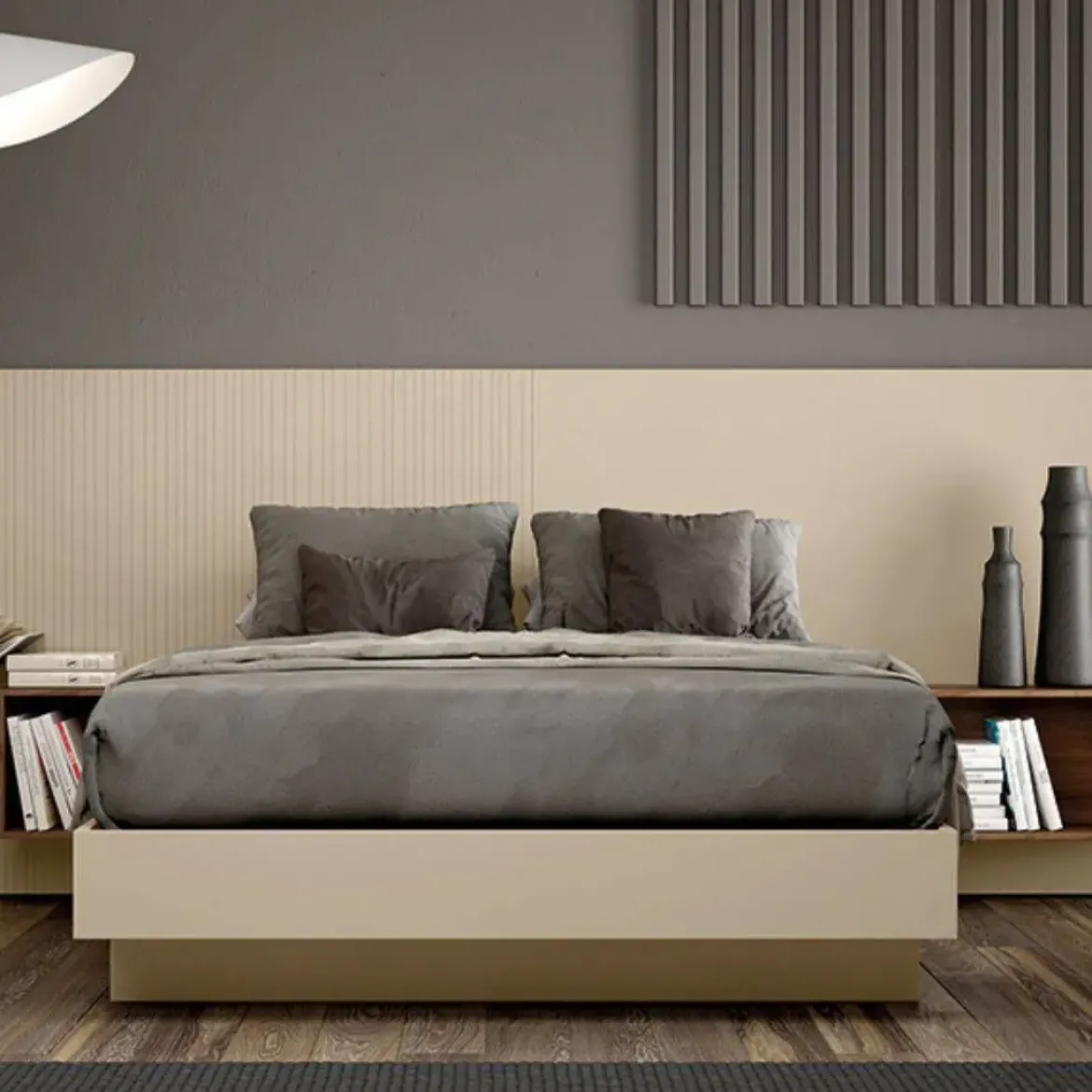 Conjunto de Dormitorio JORDAN EVO en Acabados, perla, java y grafito Nº 21