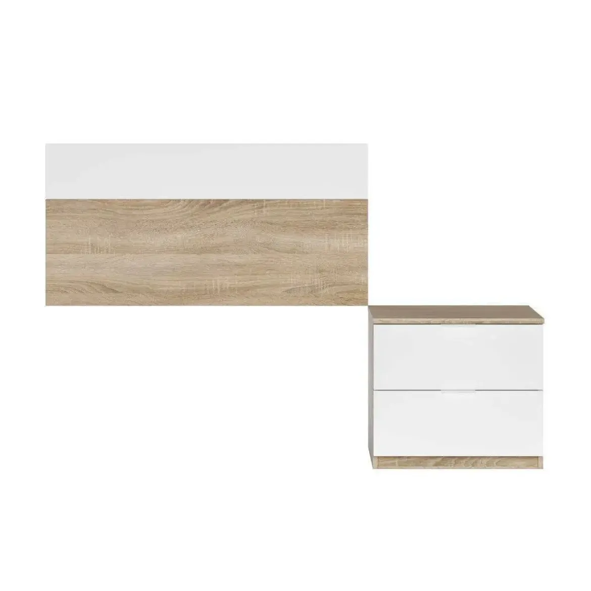 Conjunto de dormitorio LUCA Mesita con dos cajones y un cabezal 017434F