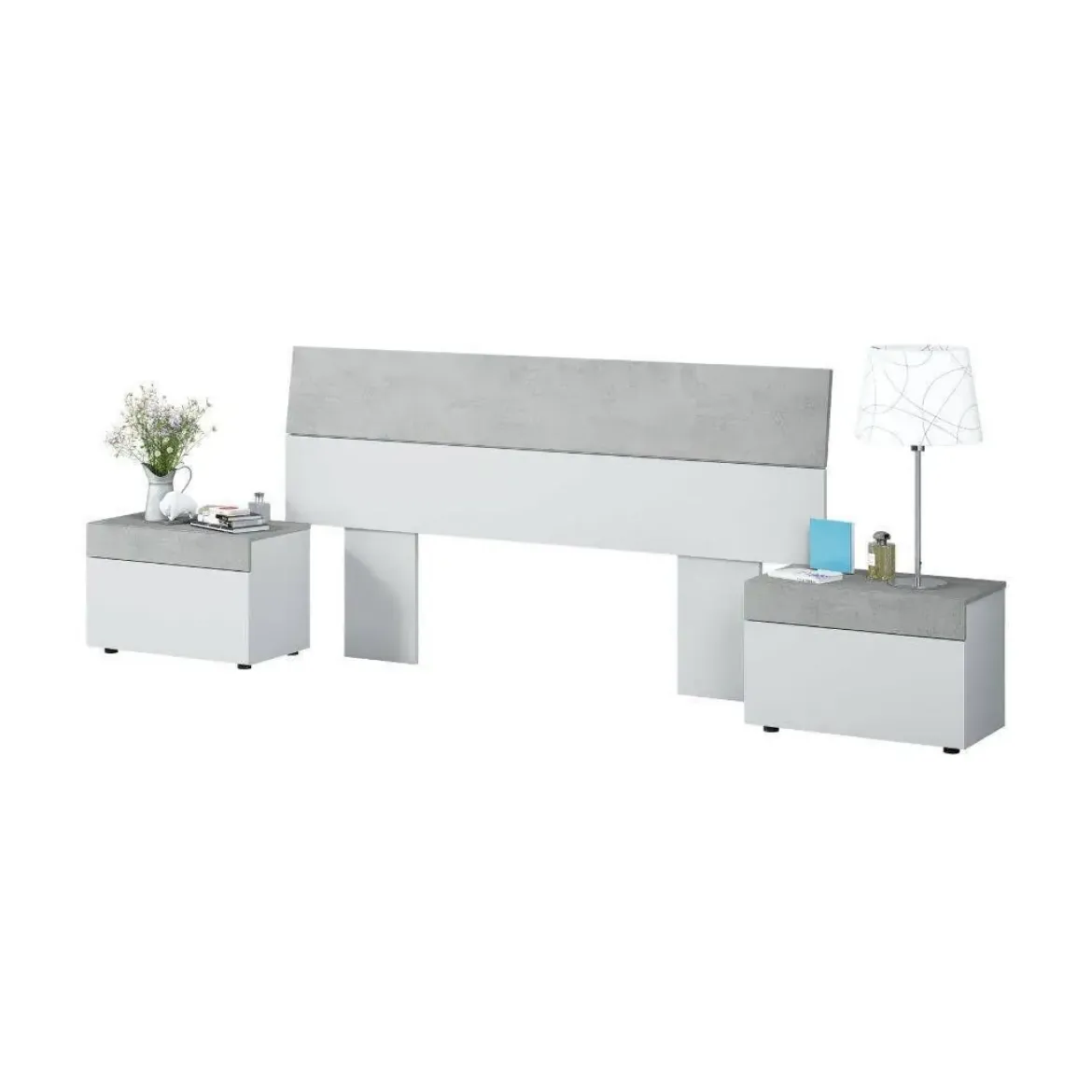 Conjunto de Dormitorio TEKKAN de un Cabezal con 2 mesitas 0L6096A
