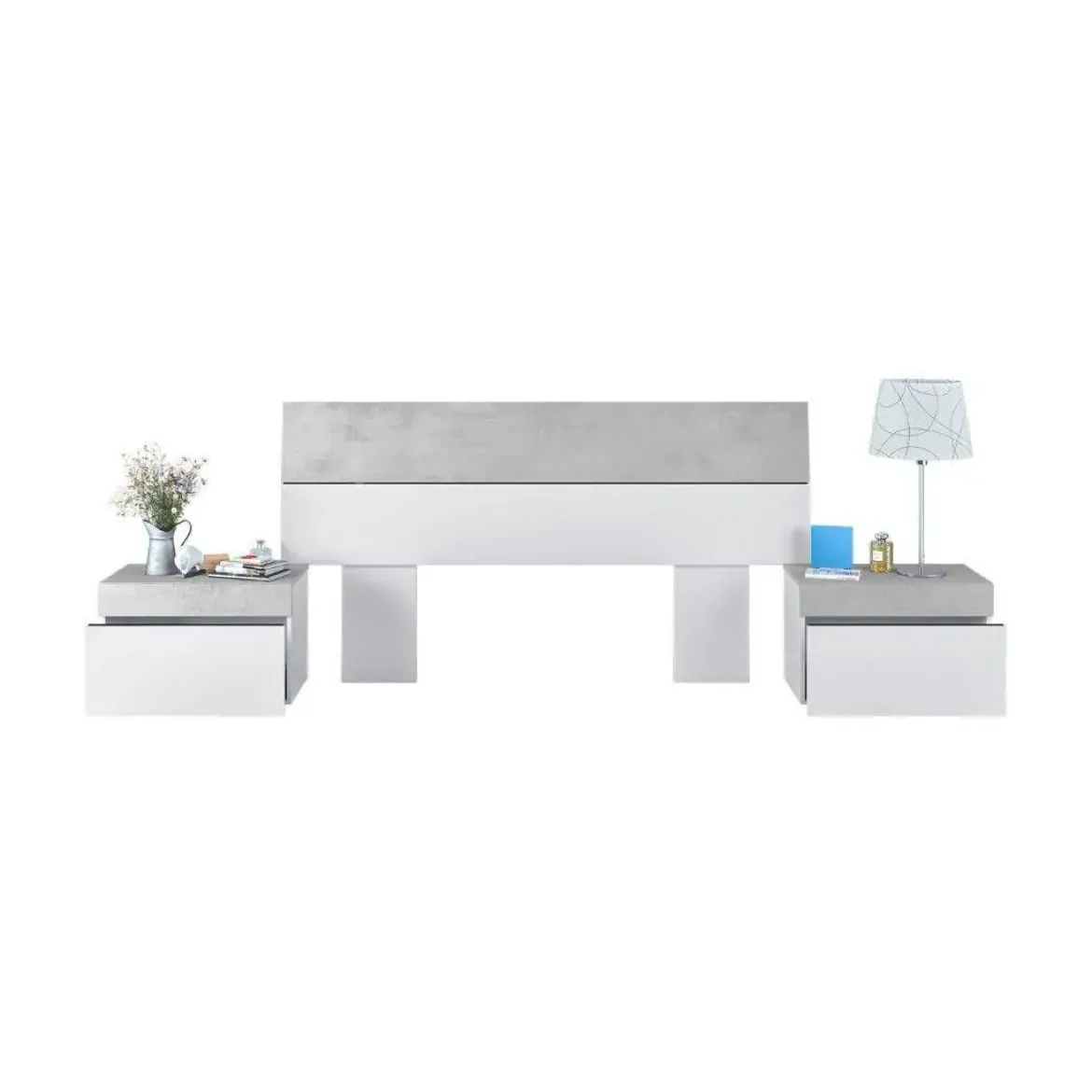 Conjunto de Dormitorio TEKKAN de un Cabezal con 2 mesitas 0L6096A