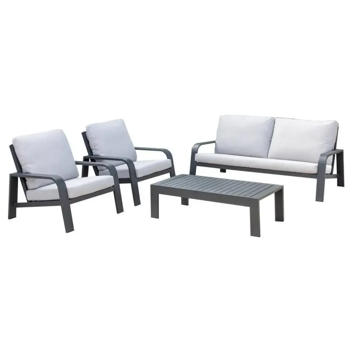 Conjunto de Jardín Aluminio Antracita y Cojines Beige LÉRIDA
